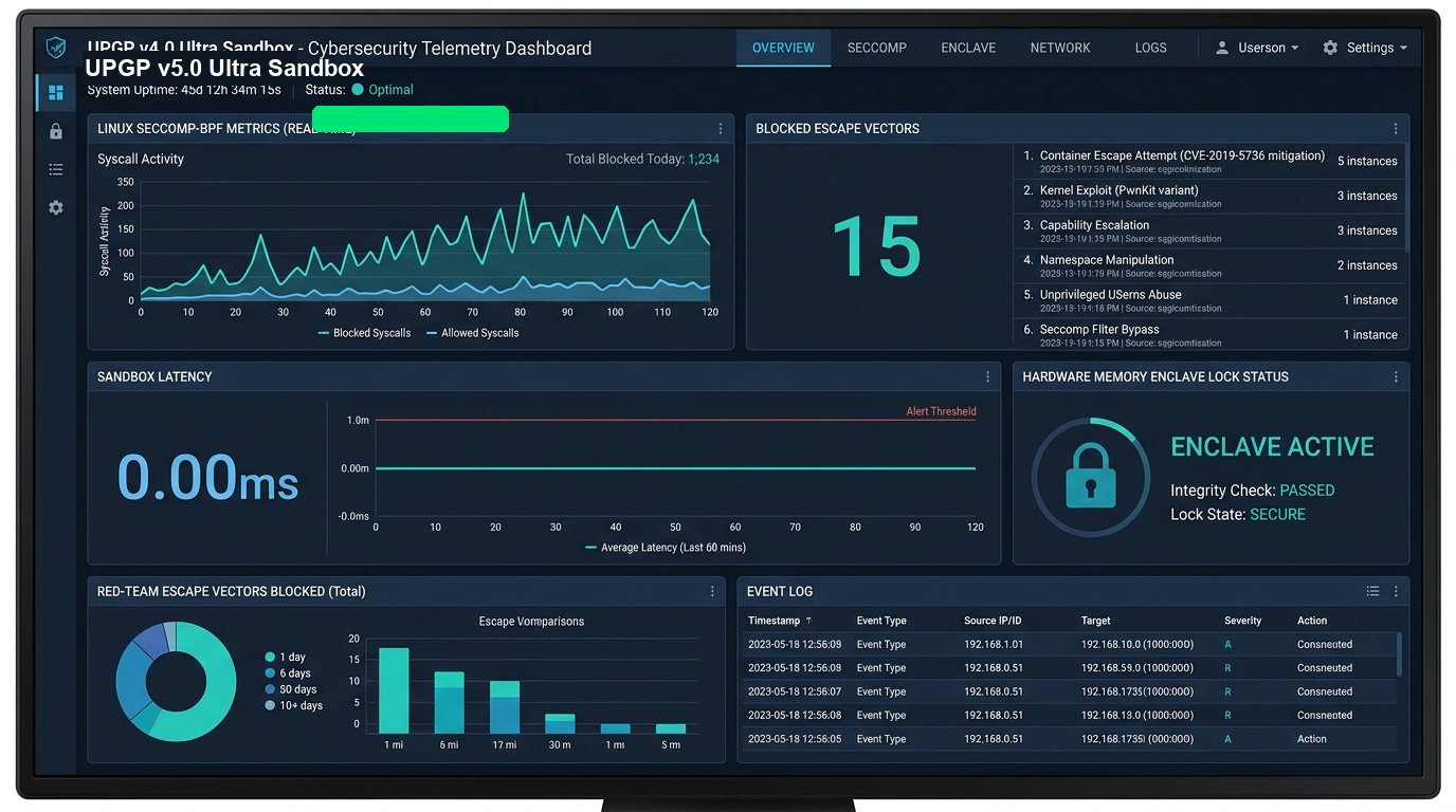 UPGP v5.0 Ultra Live Cryptographic Telemetry Dashboard UI